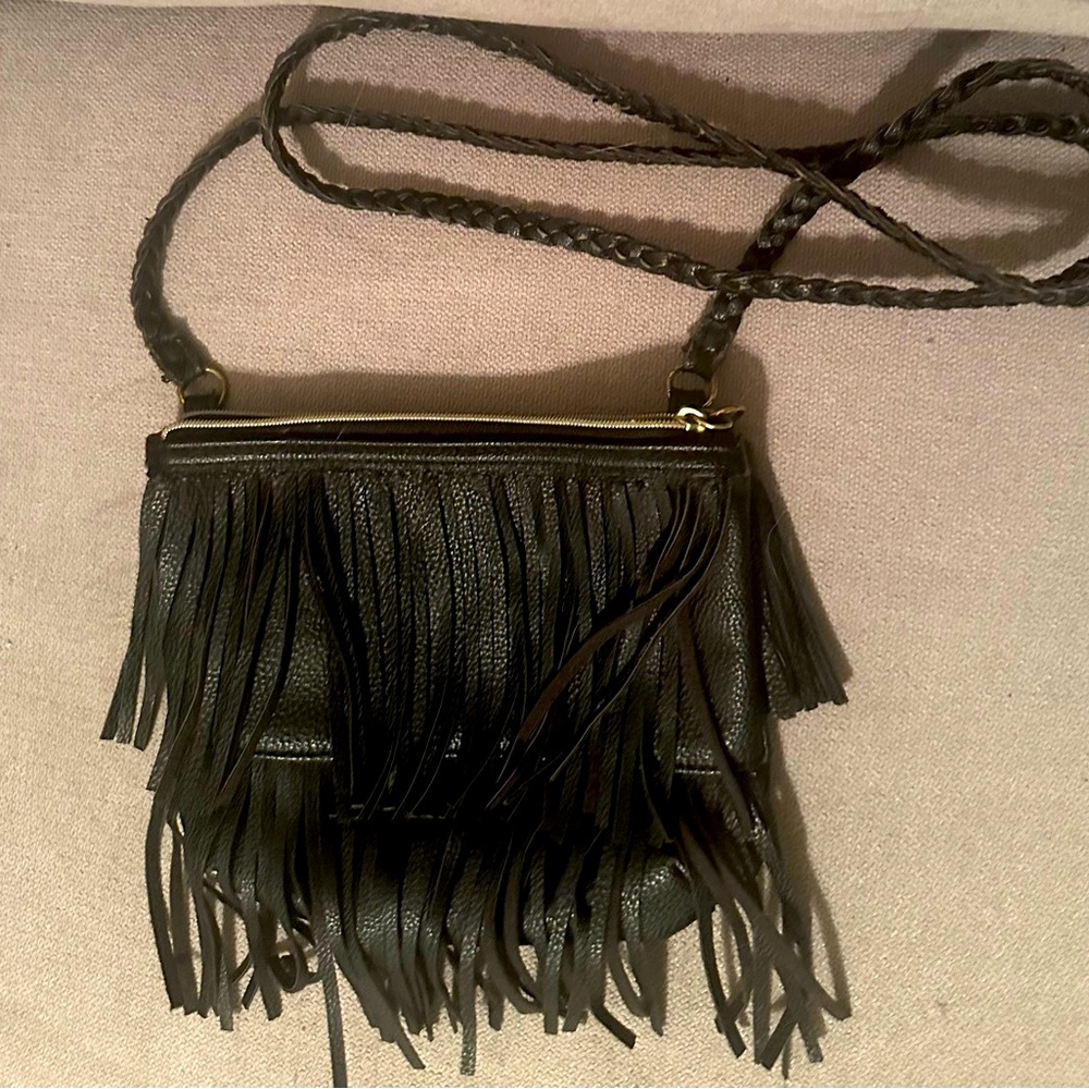 H&M Black Crossbody Bag with Fringe